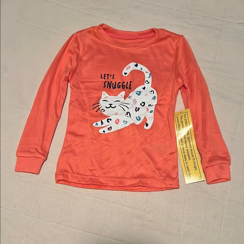 4T KIDS SNUGGLE CAT KITTY LONG SLEEVE TEE SHIRT PAJAMAS PJS NWT
